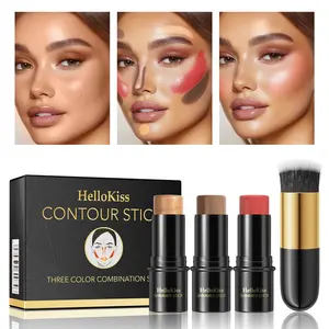 Hellokiss grooming stick 3 pcs set version, three-dimensional modified highlight shadow blush pen multi-functional makeup stick