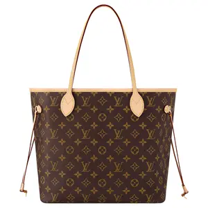 Louis Vuitton Neverfull MM Monogram Tote Bag in Brown with Coated Canvas and Leather Trim for Women