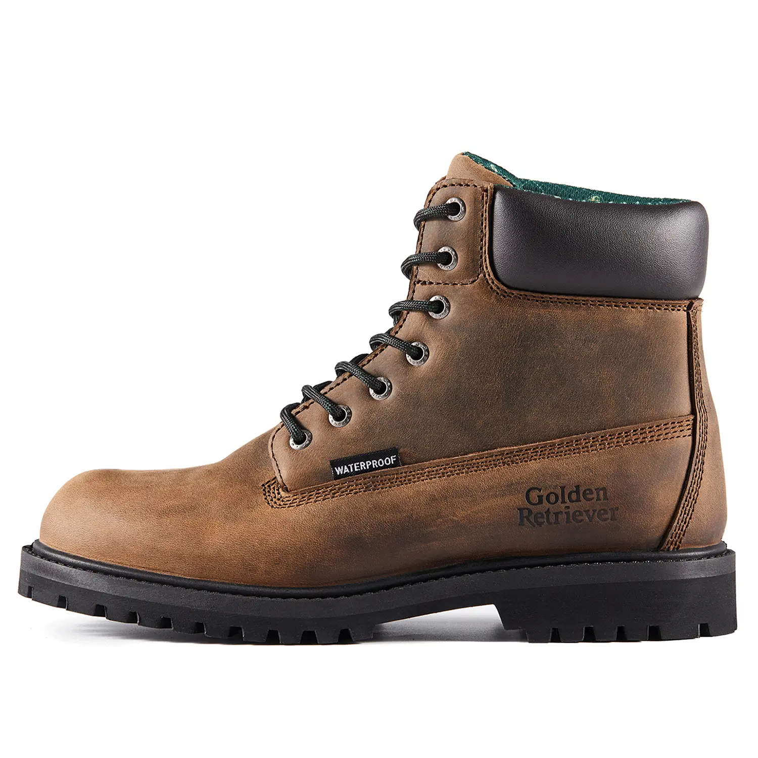 Vanguard G61867 Men's Mahogany Crazy Horse Leather Work Boots - Waterproof, Soft, Basic Closed Laced Footwear, Water Proof, Laces, Wide, All Weather Grip
