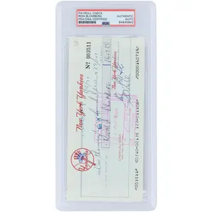 Ron Bloomberg New York Yankees Autographed Check from August 15, 1977 - PSA 84845842 - Fanatics Authentic Certified