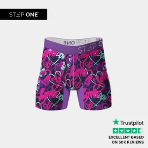 Step One Men's Boxer Brief - Love Covers, Anti-Chafe, Breathable Bamboo Fabric, UltraGlyde Panels, Hidden Elastic Pouch, Premium Underwear, Athletic Daily wear