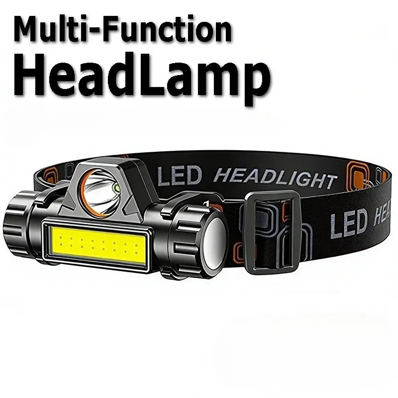 Rechargeable High Lumens LED Headlamp - 90° Adjustable, 2 Modes, Magnetic Detachable Attachment, Nighttime Torches, Portable Camping, Outdoor Emergency Use - Ideal for Hiking, Outdoor Work, Nighttime Flashlight Torches, Portable Camping Flashlight