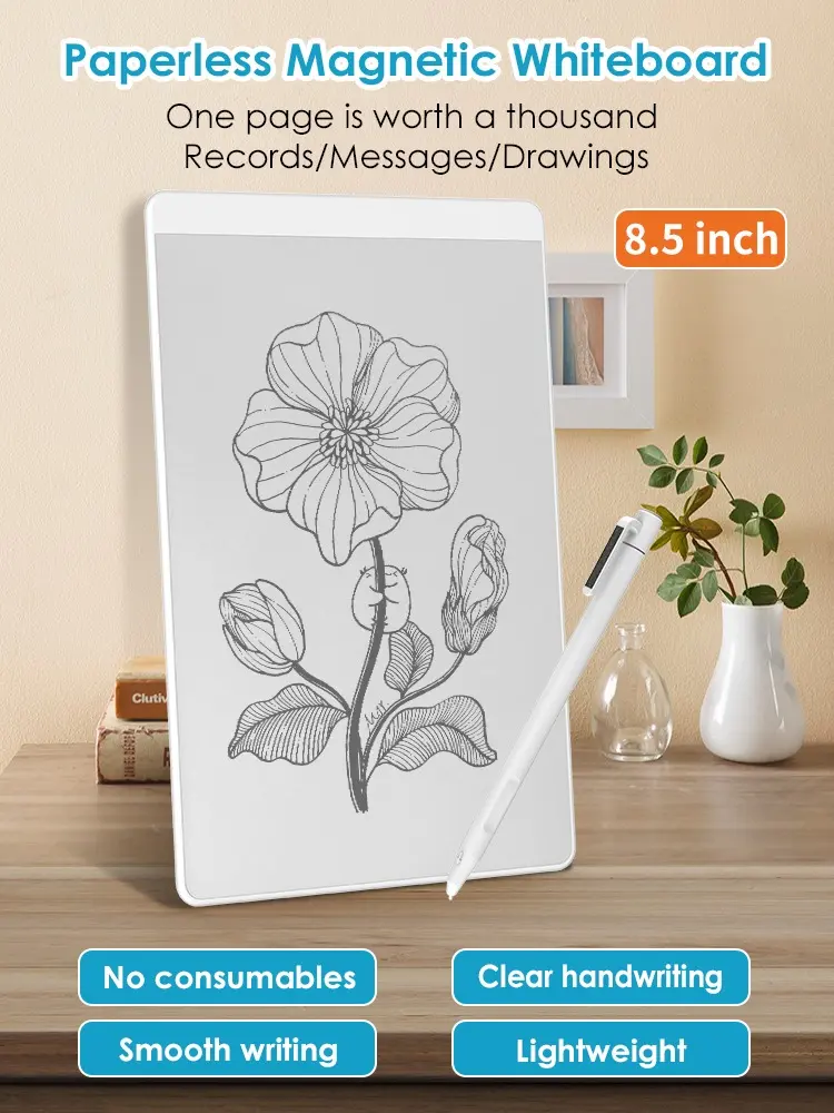 8.5-inch desktop ink free writing smart board, student draft notebook, erasable drawing whiteboard, not easy to leave marks, memo writing board, magnetic business office message board, note stickers, live broadcast room prompt board surprise best friend