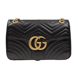 Pre-owned GUCCI LEATHER Crossbody Bags GG Marmont Gold Logo Vintage Chain Crossbody Bag for Women Classic Quilted Luxurious Design
