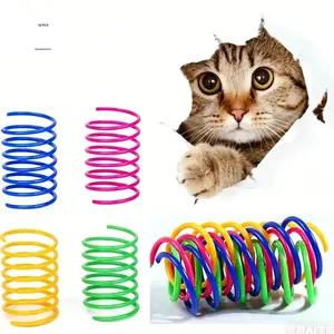 10pcs Pet Cat Spring Toys, Colorful Plastic Coiled Springs, Interactive Play for Scratching, Biting, Hunting, Healthy Fun, Random Colors