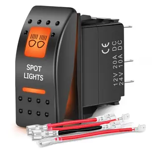 Nilight UTV Spot Lights Rocker Switch On Off 5 PIN SPST LED Light Bar Switches with Orange Backlit 12V 24V Toggle Switches with Jumper Wires Set for ATVs UTVs Cars Trucks RVs