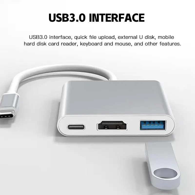USB C to 4K HDMI Adapter, 1 Count Multiport Digital AV Converter, USB C Hub, with Fast Charging Port & USB 3.0 Port, Suitable for MacBook Pro/air, iPad Pro/air, iPhone 15, Tablets, Switch & More USB-C Devices