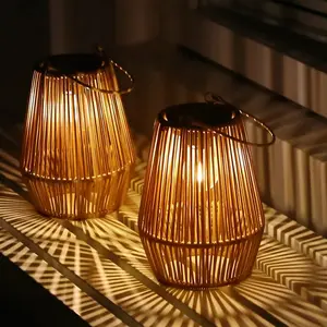 Solar Garden Lights, 2/4 Pack Handwoven Rattan Solar Lanterns, Waterproof Outdoor Lighting for Patio, Yard, Porch, Pathway Decoration, Outside Lights, Solar Pathway Lamp
