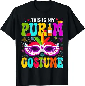100% Cotton This is My Purim Costume Funny Jewish Holiday Party Outfit T-Shirt