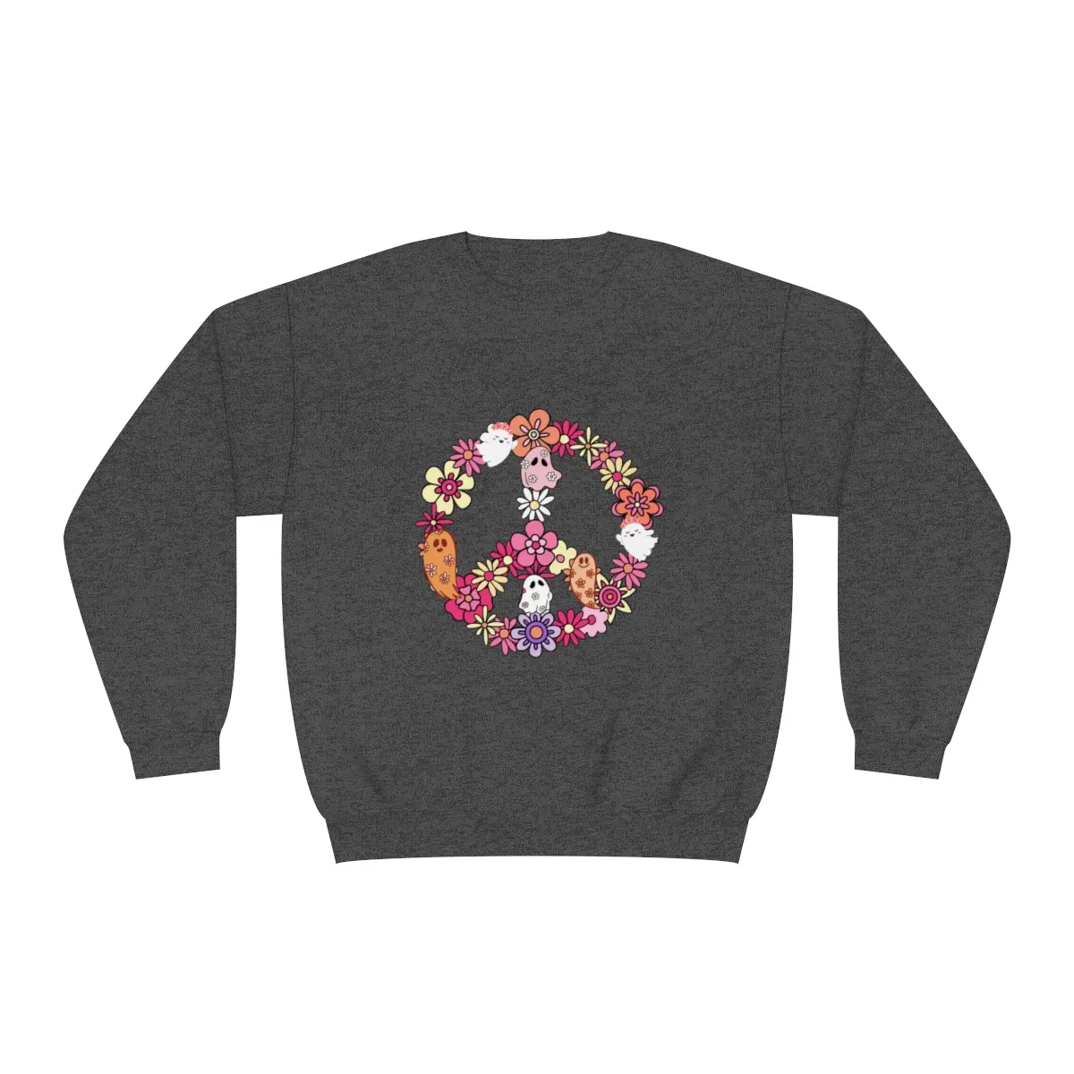 Printify Men's Hippie Ghost Unisex Crewneck Sweatshirt, Casual Long Sleeve Round Neck Tops, Hoodies & Sweatshirts