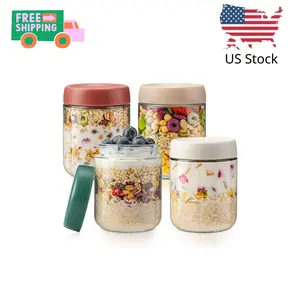Overnight Oats Containers with Lids,16oz Glass Jars with Lids - Set Of 4