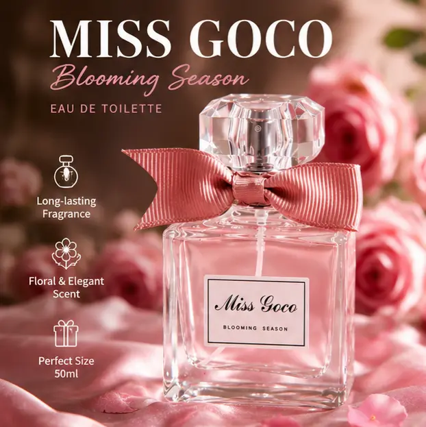 MISS GOCO Blooming Sweetheart Eau de Toilette - Women's Clean Girl Signature Scent with Feminine Energy, 50ml Daily Wear Perfume with Excellent Lasting Power, Fresh Fragrance