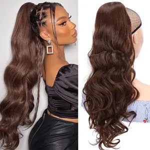 24inch Drawstring Ponytail Clip In Long Curly Wavy Pony Tail Hair Extensions Synthetic Ponytail Hairpiece for Daily Use