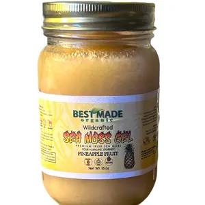 BestMade Organic Wildcrafted Sea Moss Pineapple Gel 16 fl oz Jar Rich in Minerals Vitamins Supports Immune System Improves Digestion Boosts Energy Skin Hair Health Made in USA Healthcare Fitness Dietary Supplement