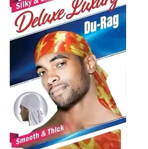 Dream Deluxe Du-Rag Camo Black Smooth & Thick Stretchable Wrinkle Free 100% Polyester Silky Luxury Headwear