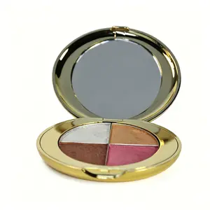 Women's 4-Color Diamond Glitter Shimmer Dual-Purpose Cosmetic Eyeshadow & Blush Palette - Brightening, Lightweight, Compact, Long-Lasting, Glossy Smooth Texture, Portable for Daily & Party Highlight, Contour