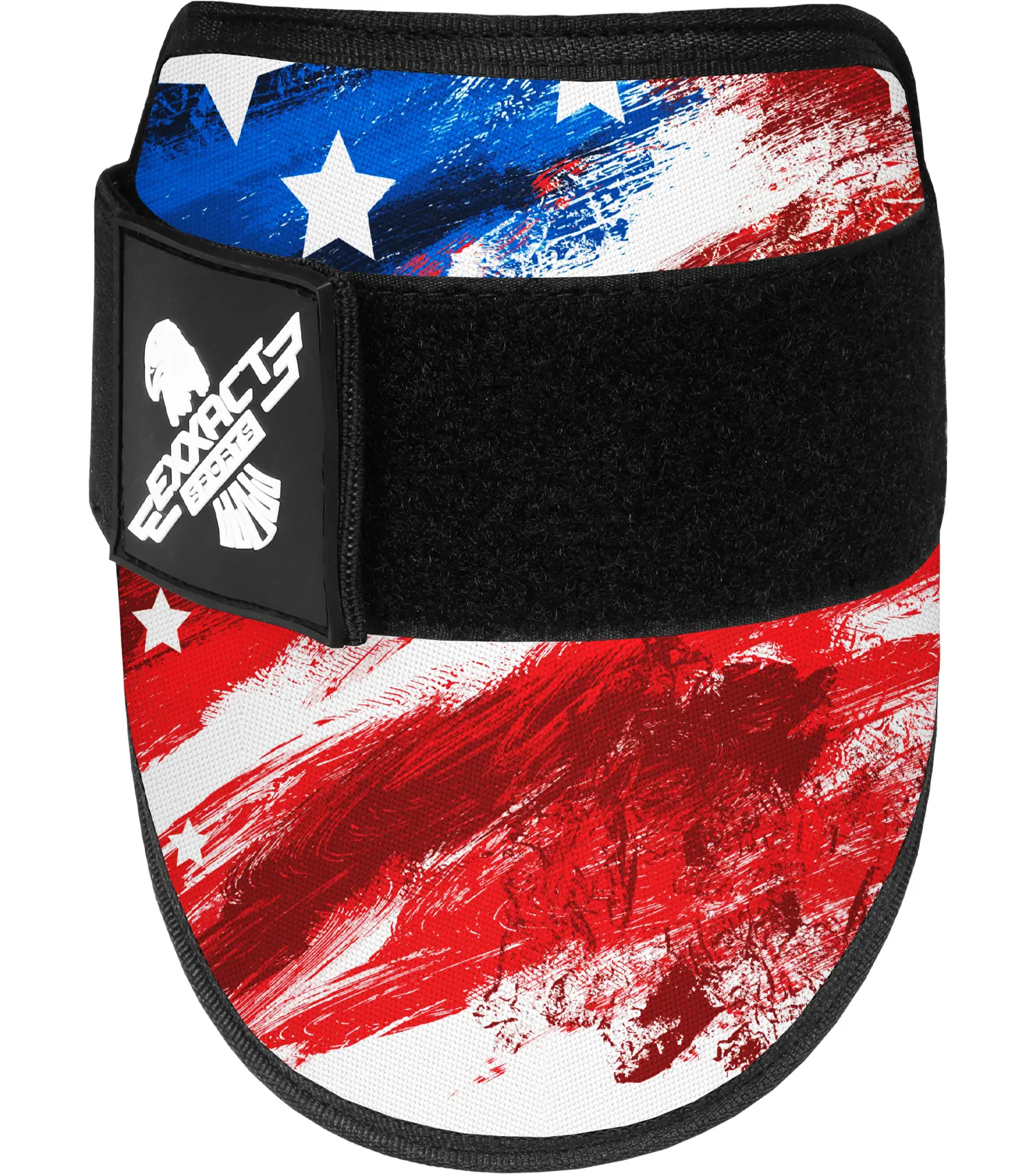 Exxact Sports USA Flag Elbow Guard, Pre-Curved Ripstop Cordura with Padded EVA Foam Core and Adjustable Hook & Loop Strap for Youth & Adult Baseball, Softball & Lacrosse Hitters, Advanced Impact Protection, Breathable, Unisex, Multi-Layer Core