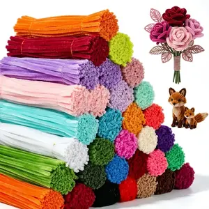 DIY Pipe Cleaners Craft Kit, 100 Pcs Chenille Stems for Bouquet & Doll Making, Art Supplies andRoom Decor Accessories