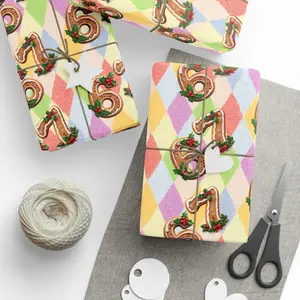 Gingerbread 67 Meme Wrapping Paper Christmas, Sweet Holiday Gift Wrap for Cozy Winter Baking Lovers, Pastel Pattern Seasonal Gift Wrap