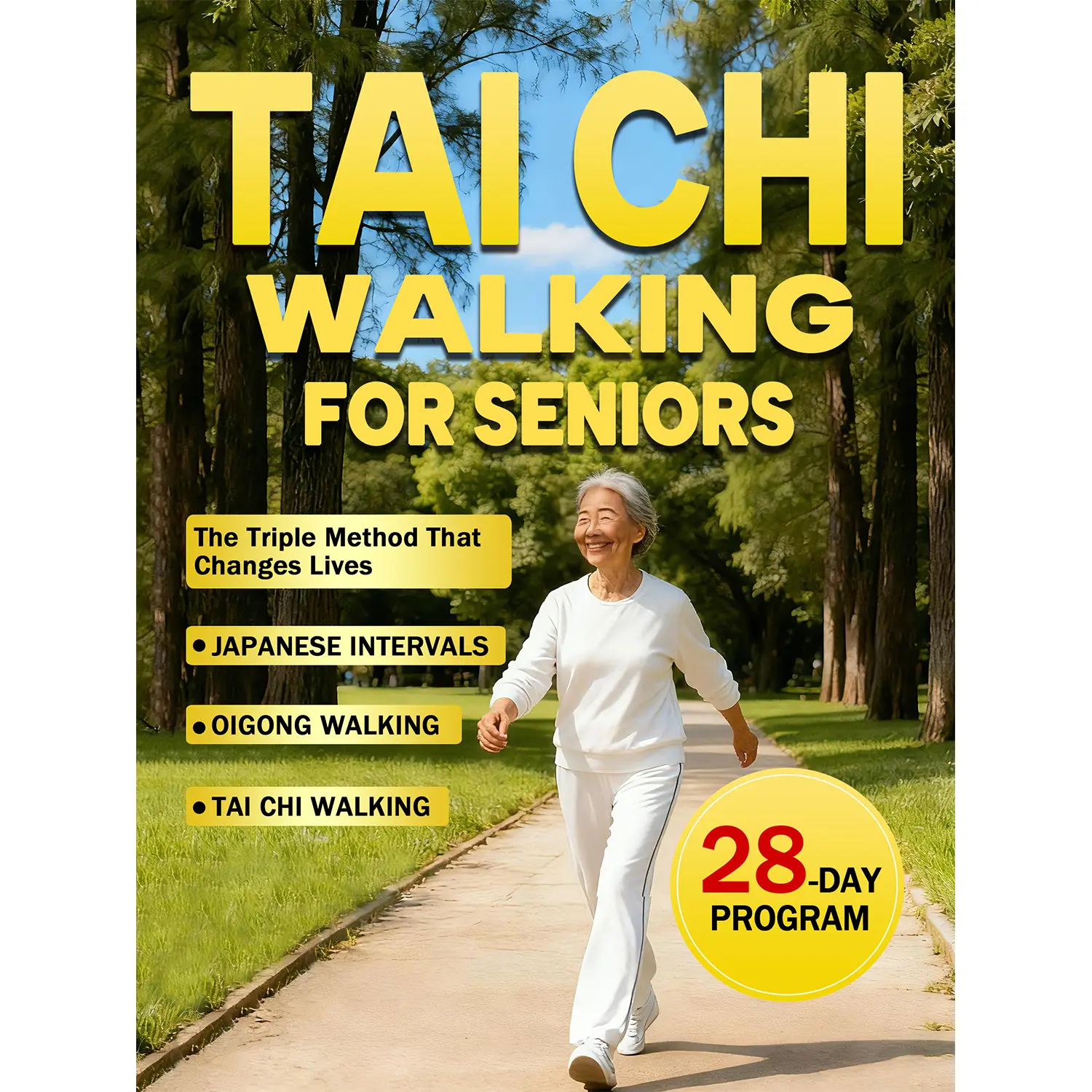 TAI CHI WALKING FOR SENIORS OVER 60: 28-Day Japanese Interval + Qigong Walking Plan — Boost Balance, Fix Knees & Melt Belly Fat