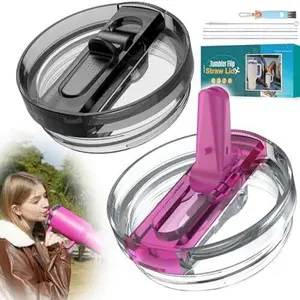 2 Pack 40 OZ Tumbler Flip Straw Lid for Stanley Cup Lid Replacement, Leak Proof Lid for Stanley Quencher 40 OZ Tumbler Cup Cover Spill Proof Lid with Stanley Cup Accessories