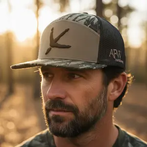American Flyway Waterfowl Turkey Tracks Hat, Authentic Realtree Original Camo 7-Panel Cap with Flat Bill and Adjustable Snapback, Adjustable Fit Hat, Authentic Snapback Hat