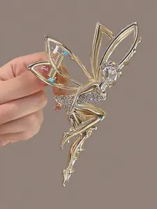 Elegant Rhinestone Decorated Fairy Design Hair Claw, Fashionable Style Claw Clip for Women, Trendy Versatile & Exquisite Hair Accessory for Daily Use
