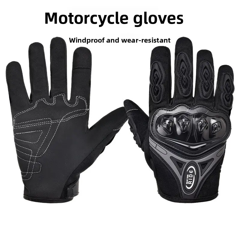 Adult Full-Finger Racing Motorcycle Gloves - All-Season Comfortable, Breathable, Touch Screen Compatible, Anti-Slip Grip, Shock Absorbing, Durable, Flexible, Multi Functional Sports & Outdoor Protective Gear, Racing Style