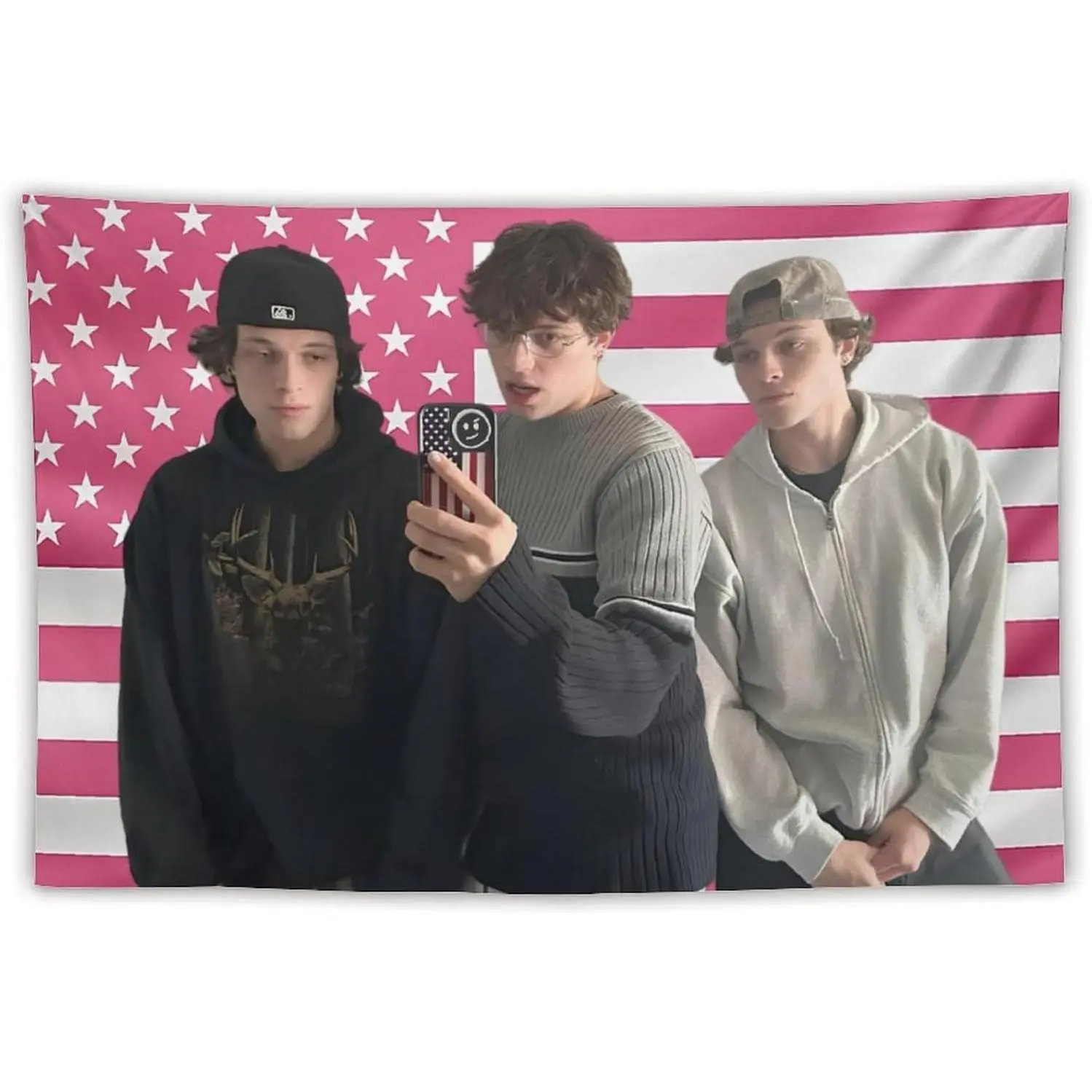Sturniolo Star Triplets Flag Tapestry - 40"x60" HD Quality Durable Design Fashion Home Decor, Indoor Hanging Wall Art for College Dorm, Bedroom, Room Decor