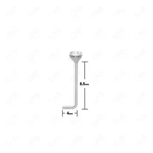 GNS - SILVER NOSE RING L-TIP 1-STONE 1PC (N012S)