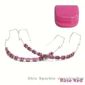 1 Pair Temporary Fake Braces - Customizable Colorful  Brackets with Elastic Ligature Ties, Comfortable Dental Alignment Tool for Teeth Shaping, Aesthetic Orthodontic Simulation  Sports Protection (Includes Storage Box), Orthodontics