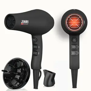 JINRI Hair Dryer 1875W, Negative Ionic Fast Dry Low Noise Blow Dryer, Professional Salon Hair Dryers with Diffuser, Concentrator, Styling Pik, 2 Speed and 3 Heat Settings