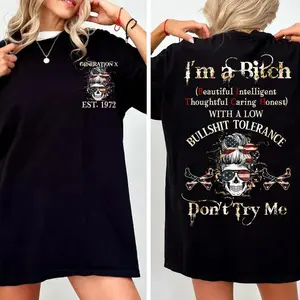 Gen X I'm A B*tch Funny Graphic Tee, Generation X FAFO Badass Unisex Cotton T-Shirt 100% Cotton, Vintage Streetwear Top for Men Women, funny graphic tee men clothing sale tiktok shop deals Graphic Tee (Viral)