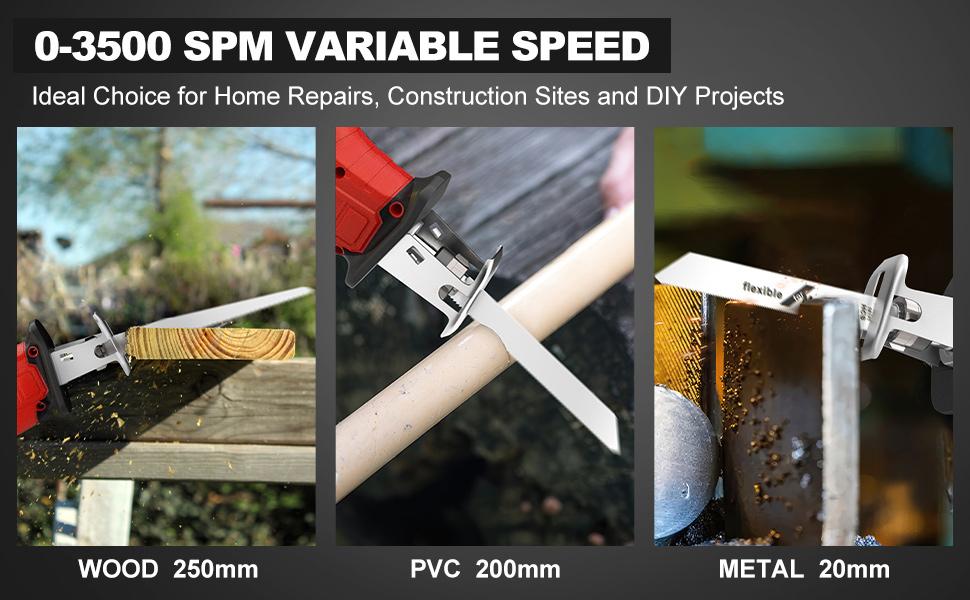 Reciprocating Saw for Milwaukee 18V Battery, 3 Variable Speed,3500 rpm Tool-Free Blade Change, 4 Saw Blades for Metal Wood PVC Cutting Battery Powered Saws Cordless Saw Reciprocating Saw for Milwaukee 18V Battery, 3 Variable Speed,3500 rpm Tool-Free Blade Change, 4 Saw Blades for Metal Wood PVC Cutting Battery Powered Saws Cordless Saw