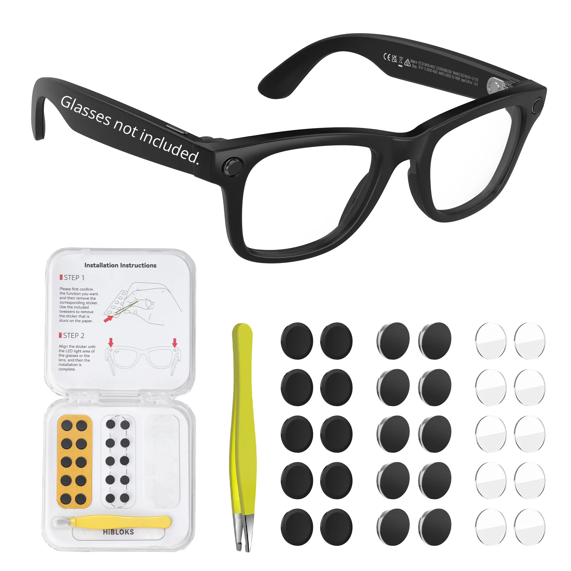 LED Light-Blocking Sticker Set - Compatible with Ray-Ban Meta (1st/2nd Gen) and Oakley Meta HSTN; Includes 10 LED Stickers, 10 Lens Light-Blocking Stickers, and 10 Lens Protectors - For Smart Glasses, Meta Glasses Cover The Light, Hydrogel Film