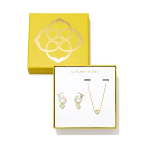 Kendra Scott Anna Pendant Necklace And Huggie Earrings - White/Gold