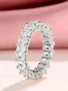 1 Pc Pretty Cubic Zirconia Stackable Ring For Women For Wedding Engagement Anniversary Party Jewelry Valentine's Day Gift