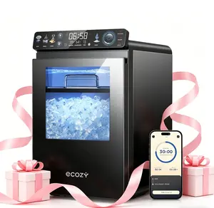 [Mother's Day Gifts] ecozy Nugget Ice Maker Countertop, Smart Pebble Ice Machine with APP Control, 44 lbs/24H Soft Pellet Chewable Ice with Self-Cleaning, Stainless Steel