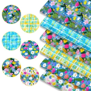 6pcs Vibrant Spring Floral Printed Patchwork Fabric Bundles, 45cm*50cm/17.72in*19.69in Bright Ditsy Flower Pattern Fabric Squares for Quilting, Patchwork DIY Sewing Material for Bedding, Tablecloth, Bags, Headbands, Pillowcases