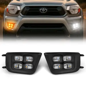 4 Eyes Style LED Fog Lights with Amber Turn Signal for 2012-2015 Toyota Tacoma Dual-Function Bright White DRL & Amber Signal IP68 Waterproof