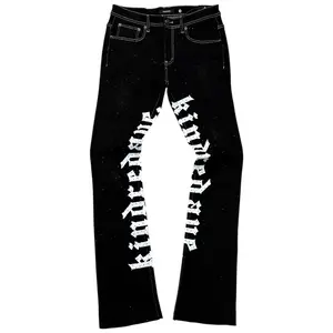 KD - Stacked Rhinestone W/Stitch Denim - Black - 2211