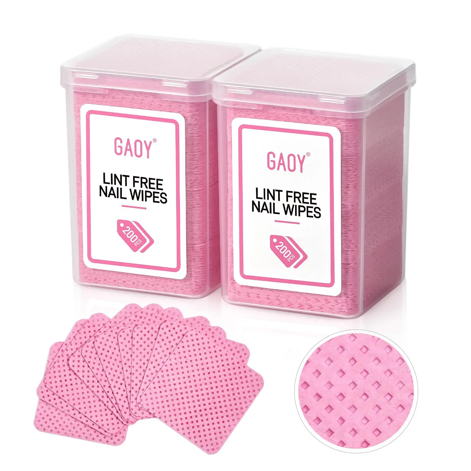 GAOY Lint Free Nail Wipes, 400 Pcs Nail Polish Remover Pads, Non-Woven Cotton Pads Gel Cleaning Wipes, Manicure Supplies for Professional Salon and DIY Art