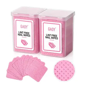 GAOY Lint Free Nail Wipes, 400 Pcs Nail Polish Remover Pads, Non-Woven Cotton Pads Gel Cleaning Wipes, Manicure Supplies for Professional Salon and DIY Art