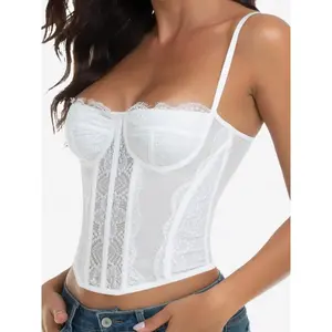 Sexy Backless Corset Top for Women, Flocking Design, Adjustable Straps, Perfect for Parties & Nightlife Fashion