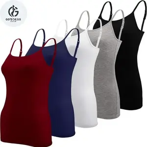 5-Pack Goddess Gear Women's Adjustable Spaghetti Strap Camisole - Soft, Comfortable Tank Tops for Yoga, Fitness, and Everyday Wear - Tube, Womenswear（gift）(Sheet)
