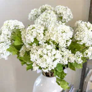 White Snowball Hydrangea Stem 32" - Artificial Flower Spray