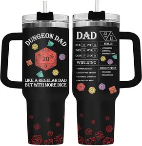 Dungeon Dad Tumbler, 40oz Tumbler With Handle, Dungeons And Dragons Gift, Gamer Dad Cup, Tabletop RPG Accessories, Fathers Day Gift, TikTok Shop Geek Gifts, Funny Dad Gift Idea, Mens Travel Mug, Tabletop Gaming Fan, Gifts For Him
