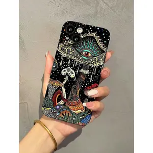 Abstract Eye Mushroom Pattern Liquid Silicone Mobile Phone Case Full-Body Protection Anti-Fall Suitable For IPhone17/IPhone17 Air/IPhone17 Pro/IPhone17 Pro Max/16 Pro Max/15 Pro Max/14 Pro Max/13 Pro Max/12 Pro Max/11 Pro Max Waterproof Scratch Resistant