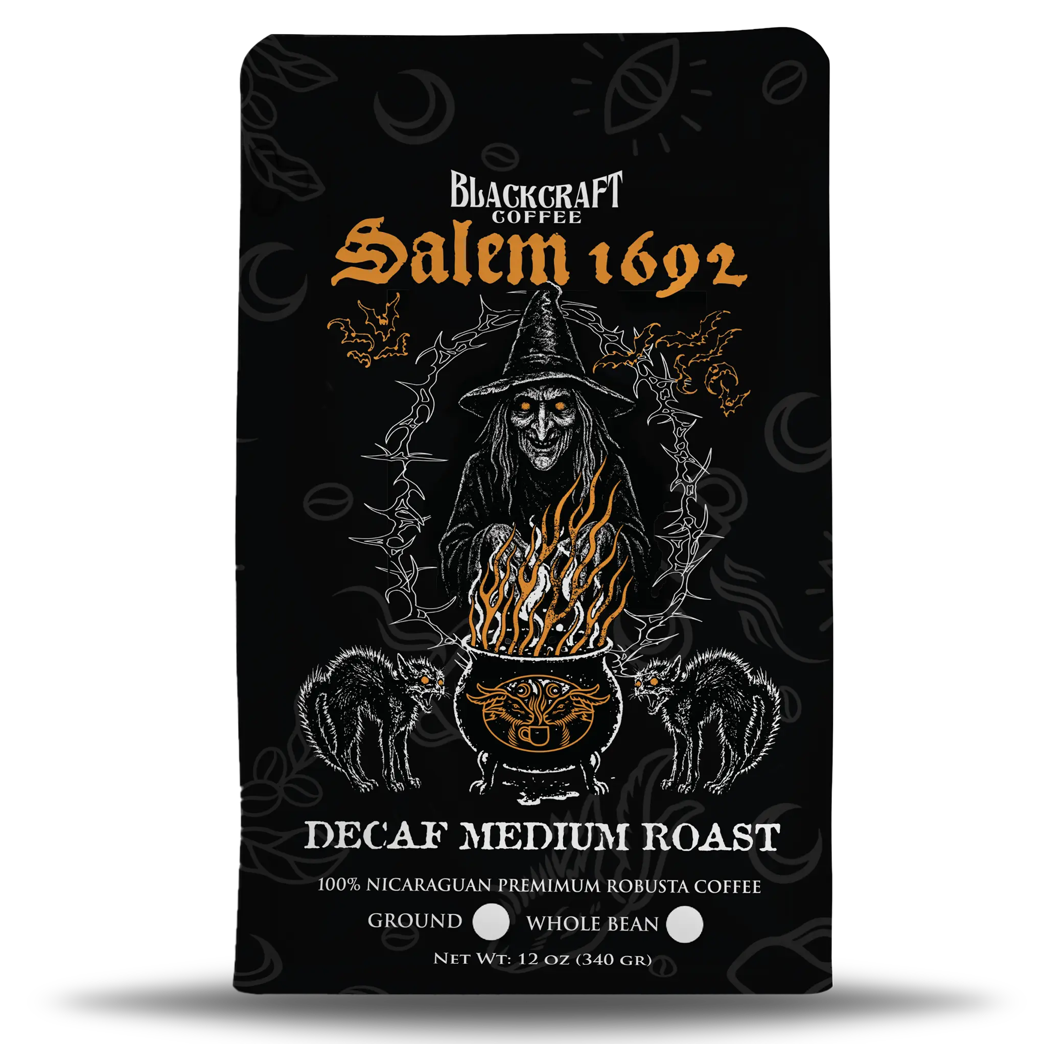 Salem 1692 Decaf Roast -                       Don’t let the word decaf fool you. This single-origin Nicaraguan Robusta Coffee still packs bold character in every cup. Smooth yet full-bodied, with all the flavor and none of the caffeine