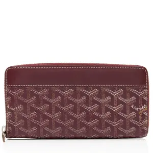 Pre-owned Goyard Leather Small Leather Goods Goyardine Canvas Matignon GM Zip Wallet